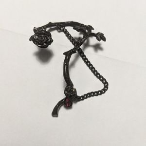 Black Rose Gothic Ear Cuff w/ Chain